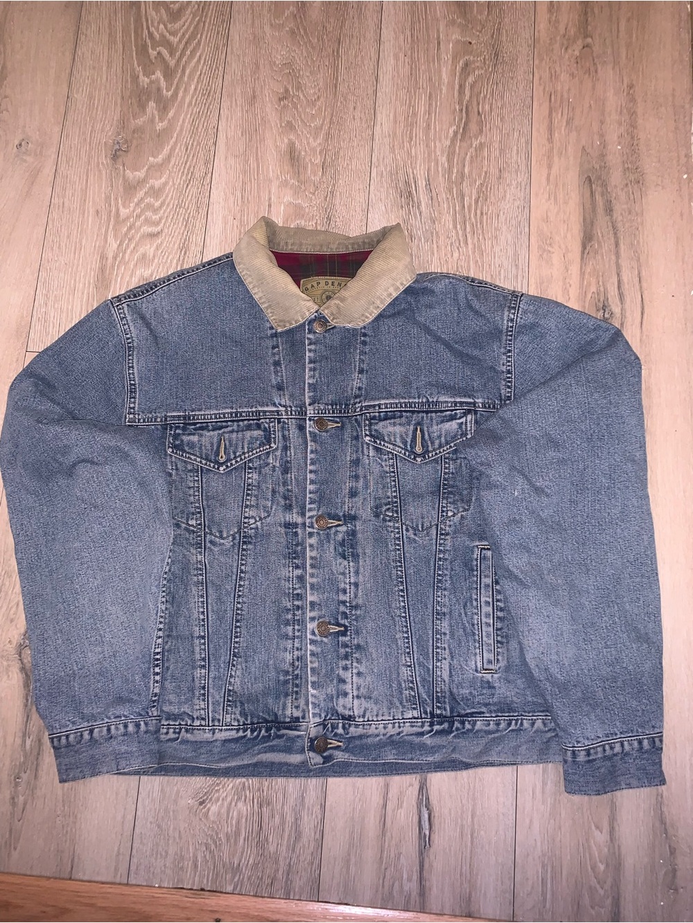 Vintage Gap Denim Barn Jacket Chore Flannel Lined Corduroy Collar Trucker S/M